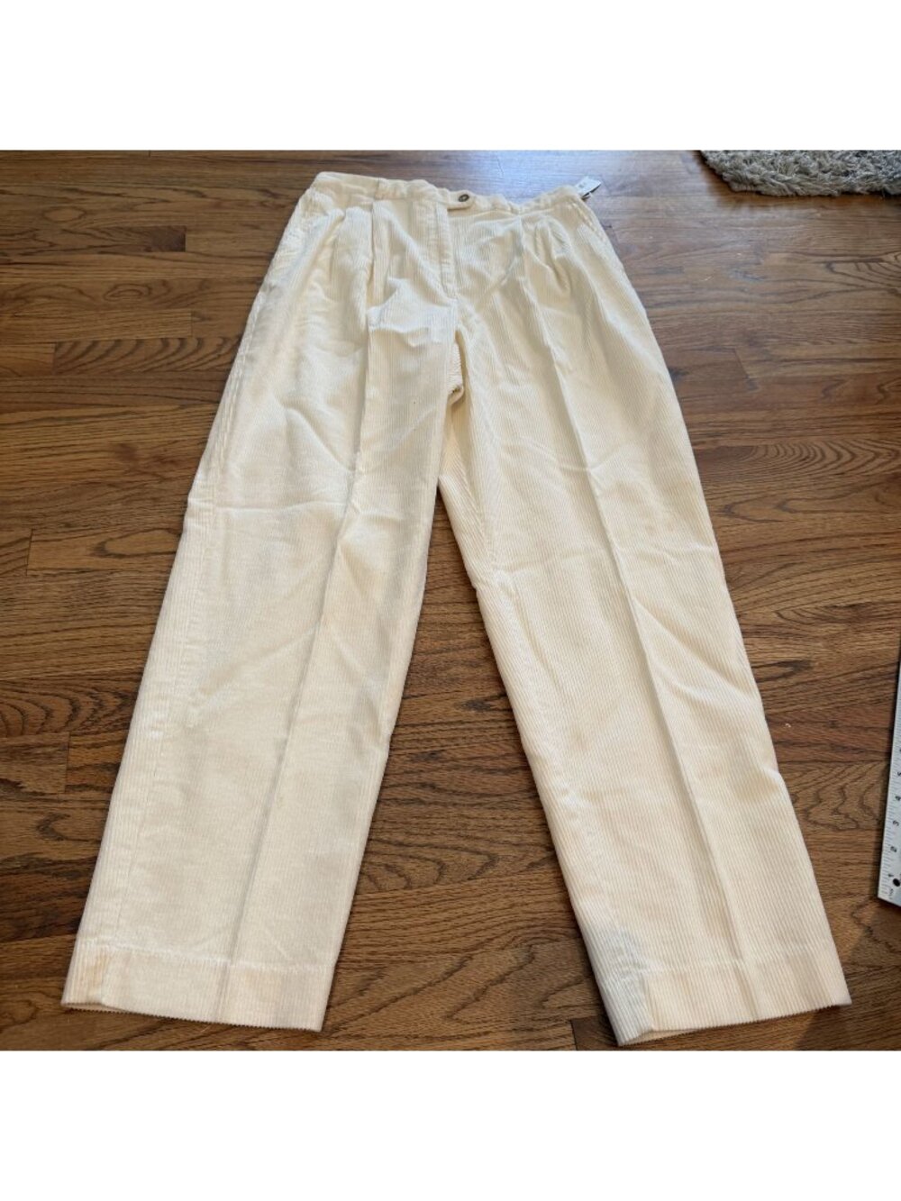 TALBOTS DAVID BROOKS WOMENS SIZE 16 CORDUROY CREAMY WHITE PANTS NEW